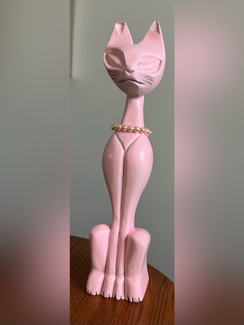 Vintage Mid Century Modern Pink Cat Statue
